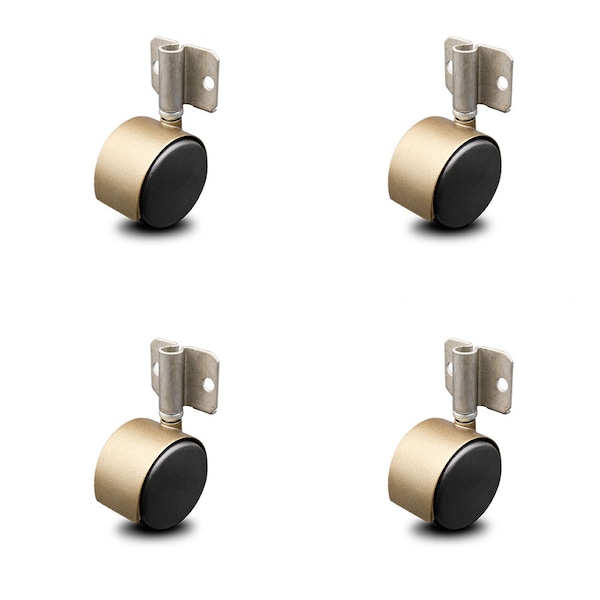 Service Caster 2.375 Inch Antique Brass Hooded Nylon Wheel Casters with Side Mount Set SCC SCC-GR02S60D-NYS-WA-716X78-CB180-4 - main